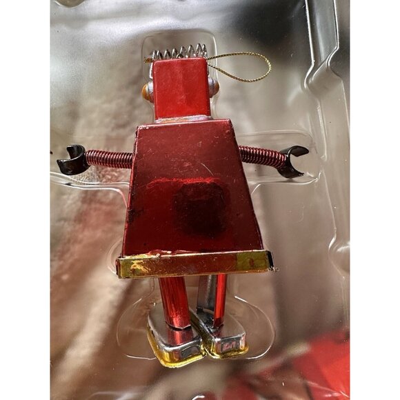 Old Navy Box of Robot Christmas Ornaments Red Green Spring Arms Dangling Legs - Picture 6 of 16